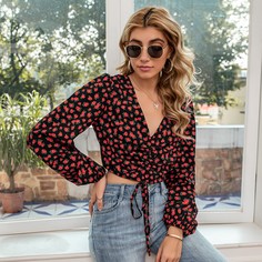 на кулиске цветочный Бохо Блузы Shein