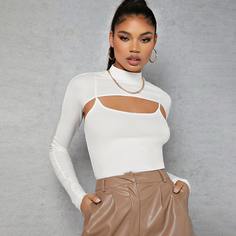 Одноцветный Повседневный Футболки Shein