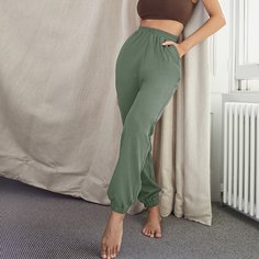 Однотонные спортивные брюки с карманом Shein