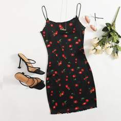 Облегающее платье с принтом вишни Shein