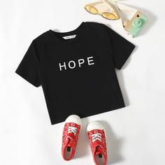 буква Повседневный Футболки для девочек Shein