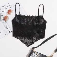 Топ для носового платка из флокированной сетки с оборками Shein