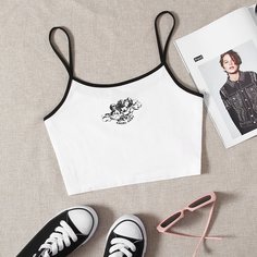 Короткий топ с ремешком в полоску Angel and Letters Shein