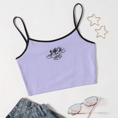 Короткий топ с ремешком в полоску Angel and Letters Shein