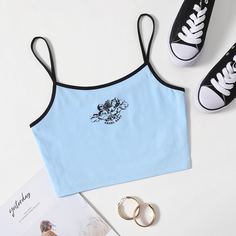 Короткий топ с ремешком в полоску Angel and Letters Shein