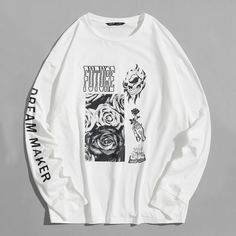 Мужская футболка с надписью и черепом Shein