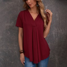 Одноцветный Повседневный Футболки Shein