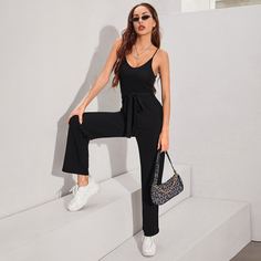 с поясом Одноцветный Повседневный Комбинезоны Shein