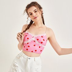 Топ с кружевной отделкой и бретельками Shein