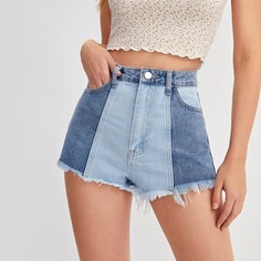 Двухцветные джинсовые шорты Shein