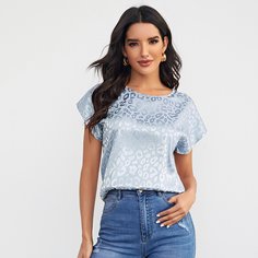 Жаккардовый атласный топ с леопардовым узором Shein