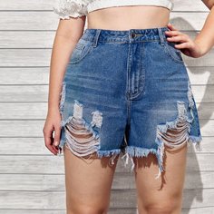 Джинсовые шорты размера плюс Shein