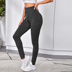 Леггинсы С Блестками И Завязками Спереди Shein