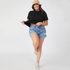 Однотонная футболка размера плюс Shein