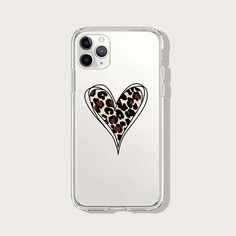 Прозрачный чехол для iPhone с узором сердечка Shein