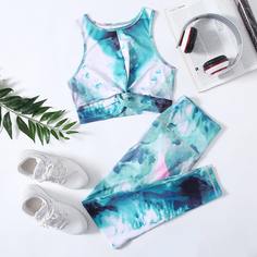 с разрезом тай дай Спортивный комплектный костюм Shein