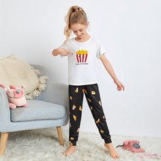 Мультяшный принт милый Домашняя одежда для девочек Shein