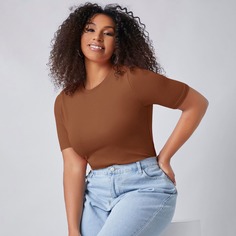 Однотонное боди размера плюс Shein