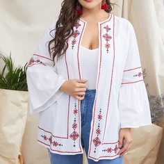 Пальто размера плюс с графической вышивкой Shein