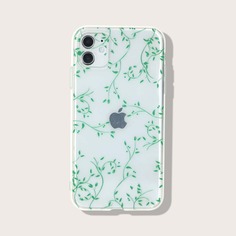 Прозрачный чехол для iPhone с принтом листьев Shein