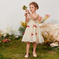 Платье на бретелях с бантом для девочек Shein