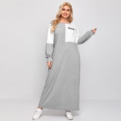 буква Повседневный Платья размер плюс Shein