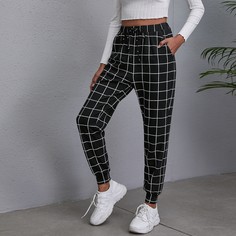 Карман Клетчатый Повседневный Брюки Shein