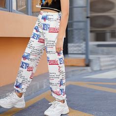 Джоггеры с текстовым принтом для девочек Shein
