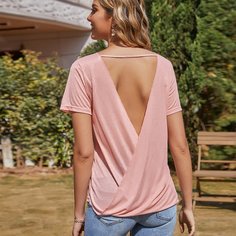 Футболка с разрезом сзади Shein