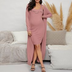 Платье и пальто с текстовым принтом для беременных Shein