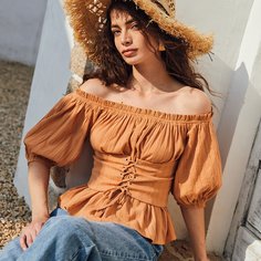 Топ с открытыми плечами и шнурком Shein