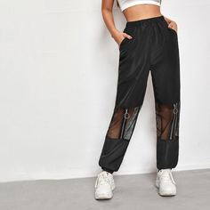 Карман Одноцветный Спортивный Брюки Shein