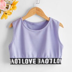 Укороченная майка с надписью и надписью для девочек Shein