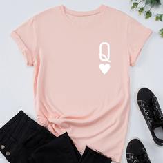 Футболка с принтом сердечка Shein