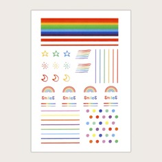 1 лист наклейка для ногтей в полоску радуги Shein