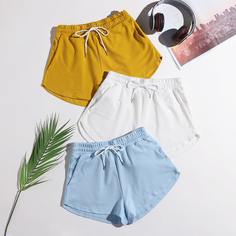 3шт шорты на кулиске Shein