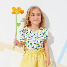 Топ с цветочным принтом для девочек Shein