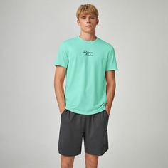 Мужская футболка и шорты с карманом, текстовым принтом Shein