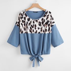 узел графический принт Повседневный Футболка размера плюс Shein