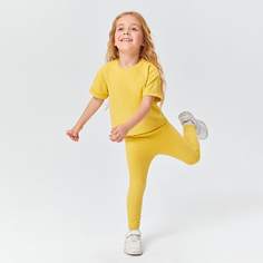 Однотонные леггинсы и футболка для девочек Shein