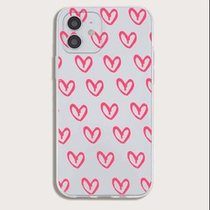 Прозрачный чехол для телефона с принтом сердечка Shein