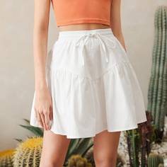 Однотонная юбка с оборками Shein