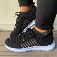 на шнурках Полосатый Спортивный Кроссовки Shein