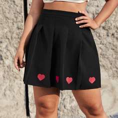 Юбка размера плюс с принтом сердечка Shein