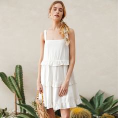 Многослойный Одноцветный милый Платье Shein