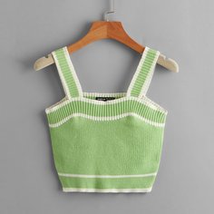 Короткий трикотажный топ в полоску Shein