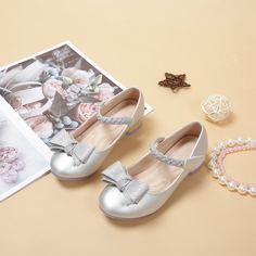 Балетки на липучке с бантом для девочек Shein