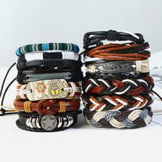 12шт мужской плетеный браслет Shein