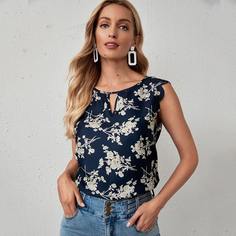 с фестонами Цветочный Бохо Блузы Shein