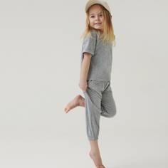 Однотонные джоггеры и футболка для девочек Shein